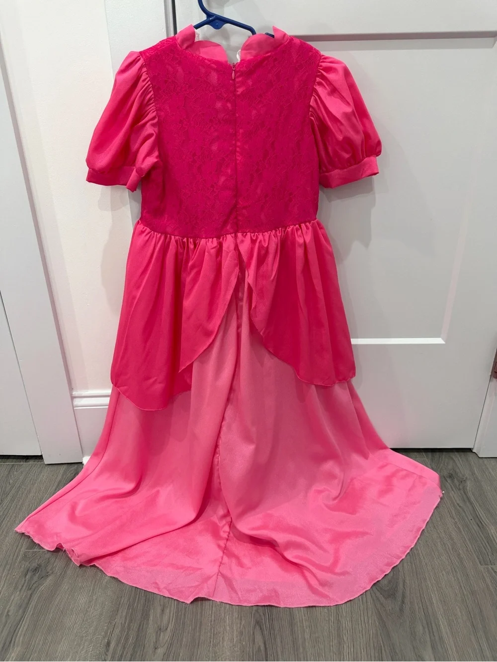Girls' Hot Pink Princess Dress with Green Gem Brooch
